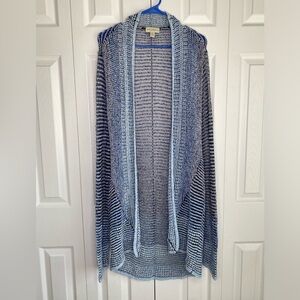 Appleseed's Sweater Open Front Cardigan Women's Knit Cotton Linen Rayon Sz Med